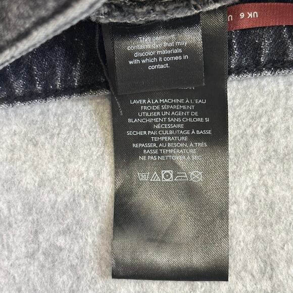 Pilcro Mini Skirt Black Womens Size 2 Side-Pleat Denim Stretch A-Line Zip Front - Picture 7 of 8